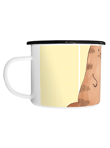 Mr. & Mrs. Panda XL Emaille Tasse Katze Wasserglas ohne Spruch in Gelb Pastell