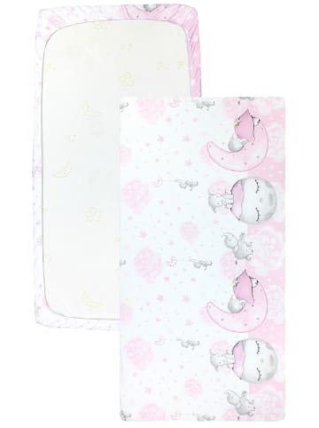TupTam Baby Kinder Spannbettlaken 2er Pack in rosa/grau