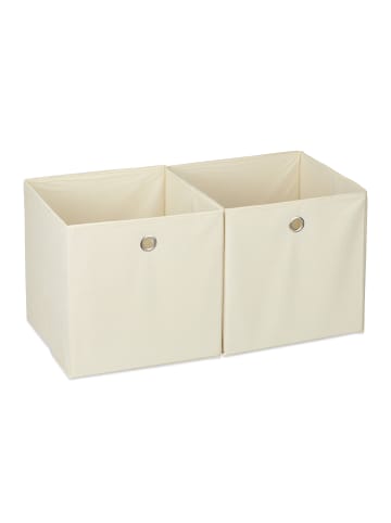 relaxdays 2x Aufbewahrungsbox in Beige - (B)30 x (H)30 x (T)30 cm