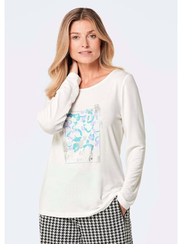 GOLDNER Kurzgröße:  Shirt mit Glitzerprint, Rundhals in cremeweiß / gemustert