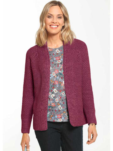 GOLDNER Kurzgröße:  Strickjacke in winterrot / melange