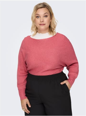 ONLY Carmakoma Gerippter Strickpullover Übergrößen Basic Plus Size CARADALINE in Rosa