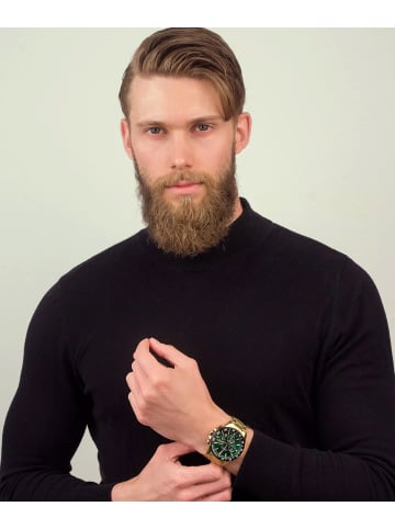 Festina Herrenuhr Chronograph Goldfarben/Grün