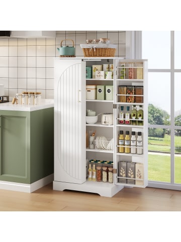 ABRIHOME 128cm LED Doppeltür Küchenschrank mit Kippschutzvorrichtung Tiefdruckstruktur