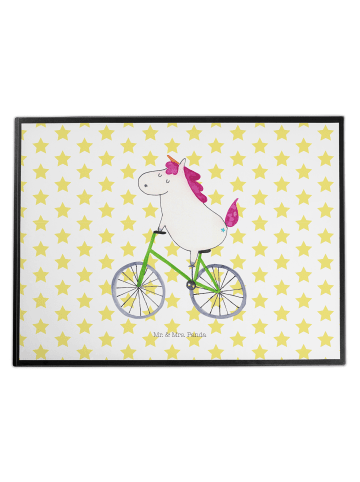 Mr. & Mrs. Panda Schreibunterlage Einhorn Radfahrer ohne Spruch in Weiß