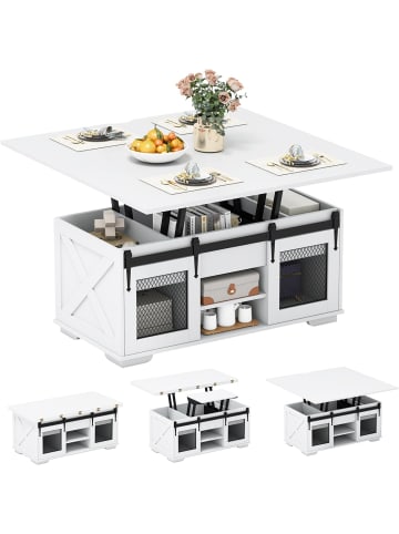 COSTWAY Couchtisch Höhenverstellbar in Weiß