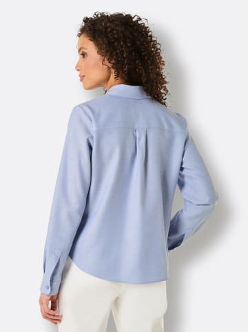 creation L Hemdbluse in taubenblau-ecru-meliert