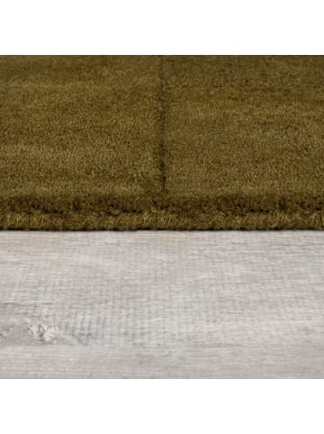 KADIMA DESIGN Wollteppich Schachbrett, Karos, Wohnzimmer schmutzabweisend in Erdtöne-Grün