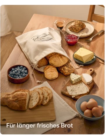 Praknu 2x Leinen Brotbeutel 30x40cm – Großer Brotsack aus Dickem Stoff