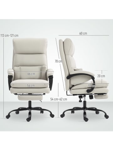 HOMCOM Bürostuhl-66L x 60B x 113-121H cm-Hellgrau
