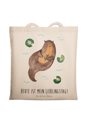Mr. & Mrs. Panda Tasche Otter Seerose mit Spruch in Creme