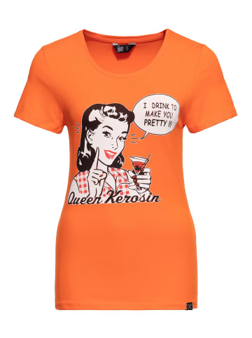 Queen Kerosin Queen Kerosin Print T-Shirt I Drink to make you pretty in orange