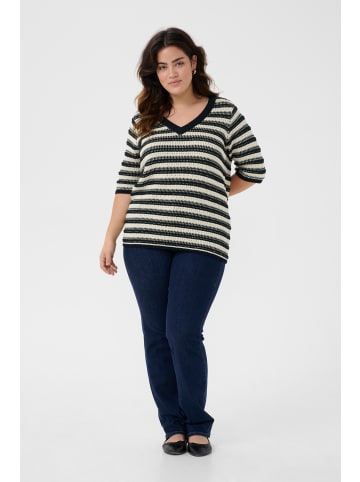 KAFFE curve Strickpullover KCstina in Turtledove/Black Stripe