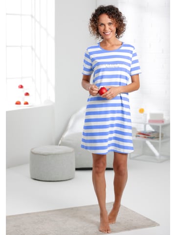 Comtessa Sleepshirt in mittelblau-ecru-gestreift