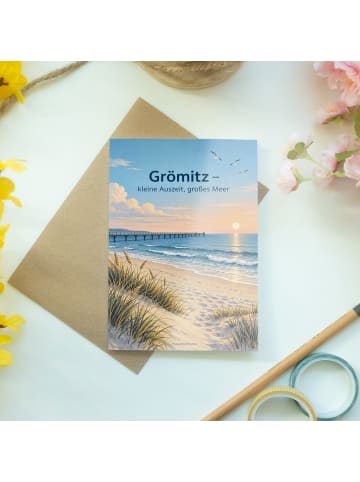 Grußkarte Strand elegant Design mit Spruch in Weiß
