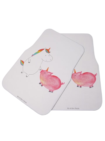 Mr. & Mrs. Panda Fußmatte Auto Einhorn Schwein ohne Spruch in Weiß