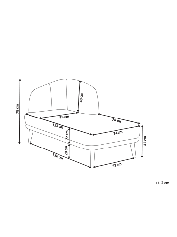 Beliani Chaiselongue TANLAY in Beige/Braun - (W) 74 x (H) 78 x (L) 153 cm