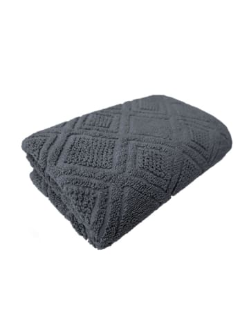 Framsohn 4er Set: Zwirnfrottier Handtuch "MOSAIK" in Anthrazit -(L) 100 x (B) 50 cm