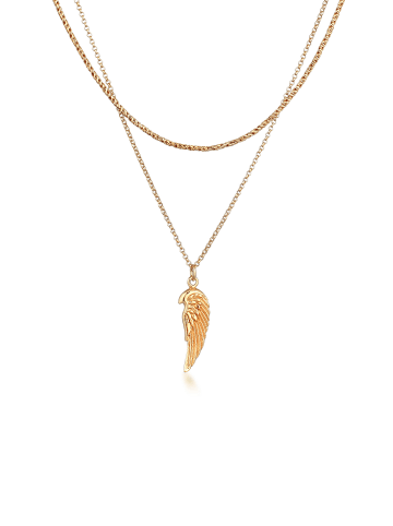 KUZZOI Halskette 925 Sterling Silber Flügel in Gold