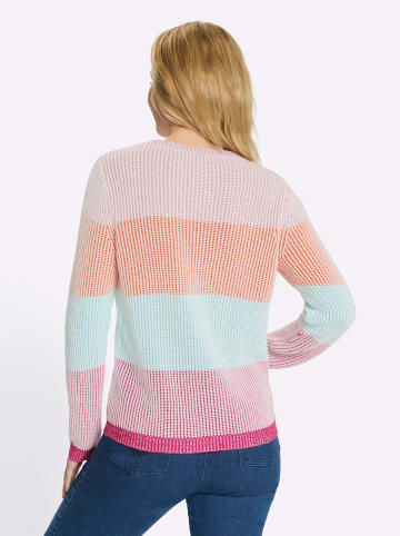 Sieh an! Langarm-Pullover in fuchsia-aquamarin-gemustert