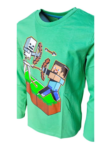 Minecraft Langarmshirt Minecraft mit Steve & Skeleton  in Grün