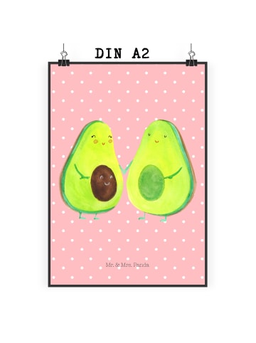 Mr. & Mrs. Panda Bild Avocado Pärchen ohne Spruch in Rot Pastell