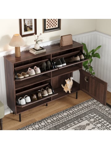 ABRIHOME Schmaler Schuhschrank mit 3 Klappen