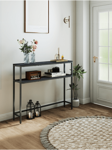 VASAGLE Flurtisch Barnet in Anthrazitgrau-Tintenschwarz - (B)100 x (H)80 x (T)20 cm