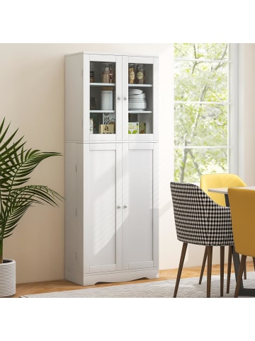 COSTWAY Küchenschrank Holz 60x31,5x161,5 cm in Weiß