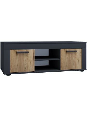 VCM Holz TV Lowboard Möbel Fernsehschrank Usilo L in Anthrazit / Honig-Eiche