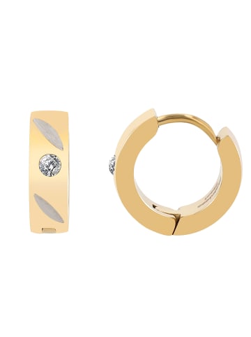 Adeliás Damen Ohrringe – Klappcreole aus Edelstahl mit Strass Steinchen in silber