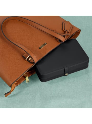 relaxdays Schmuckkästchen in Schwarz - (B)21 x (H)4,5 x (T)14,5 cm