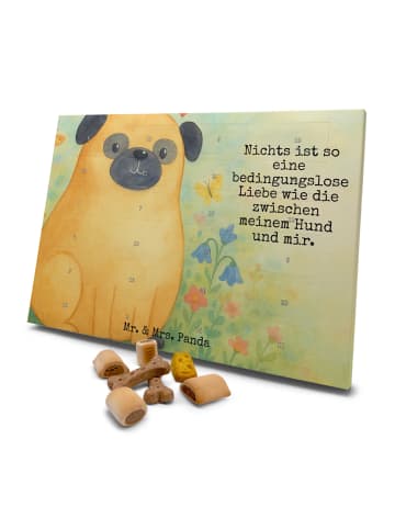 Mr. & Mrs. Panda Hund Adventskalender Mops Design mit Spruch in Weiß