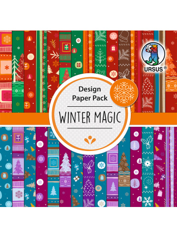 URSUS Design Paper Pack, Winter Magic, 190g, 15x15cm, 30 Blatt - ab 3 Jahren