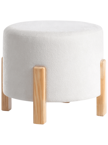 Beliani Pouf TERRY in Weiß/Braun - (W) 53 x (H) 43 x (L) 53 cm