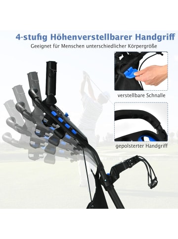 COSTWAY Golf Trolley 4 Rad klappbar in Blau