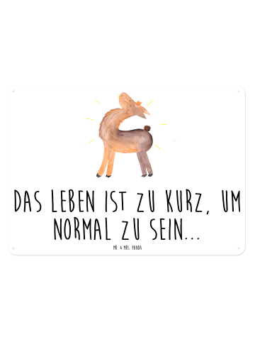 Mr. & Mrs. Panda Retro Blechschild Lama Stolz mit Spruch in Weiß
