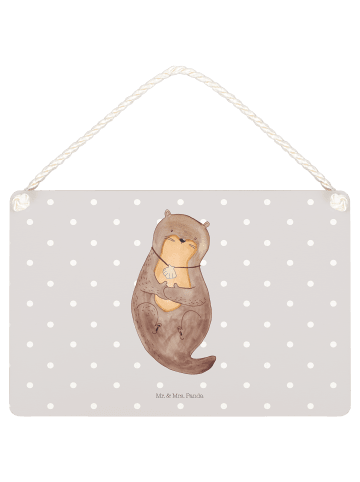 Mr. & Mrs. Panda Schild Otter Muschel ohne Spruch in Grau Pastell