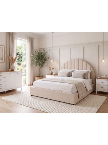 Beliani Doppelbett CHADENET in Beige - (W) 151 x (H) 102 x (L) 215 cm