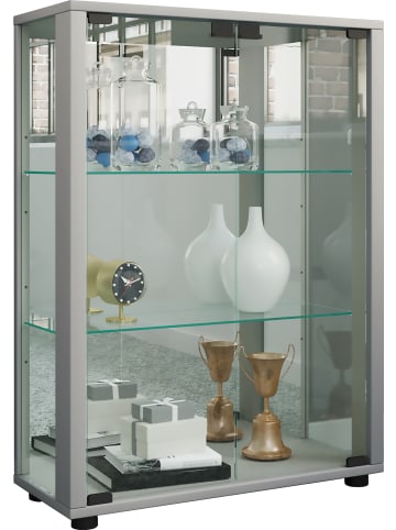 VCM  Glas Stand Vitrine Sammelvitrine Sintalo Spiegel in Silber