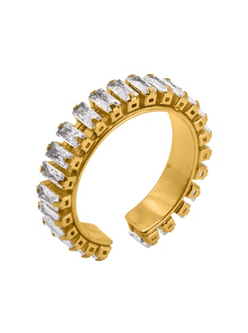 Steel_Art Ring mit weißen Steinen rundherum Damen Lactu goldfarben in Goldfarben