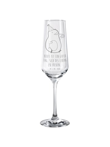 Mr. & Mrs. Panda Champagnerglas Avocado Feier mit Spruch in Transparent