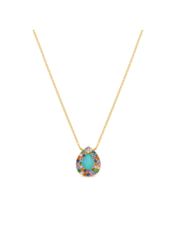 Luxenter Halskette aus 925er Sterlingsilber mit Zirkonia und 18-k Gelbgold-Veredelung