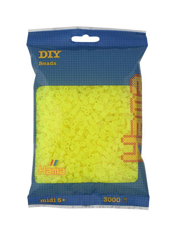 Hama Beutel mit 3000 Midi-Bügelperlen neongelb - ab 5 Jahren