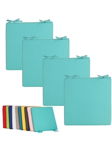 Coen Bakker 4x Outdoor Stuhlkissen Sitzkissen 40x40cm Wasserabweisend in Aqua