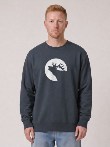 wat? Apparel Sweatshirt Röhrender Hirsch in India Ink Grey