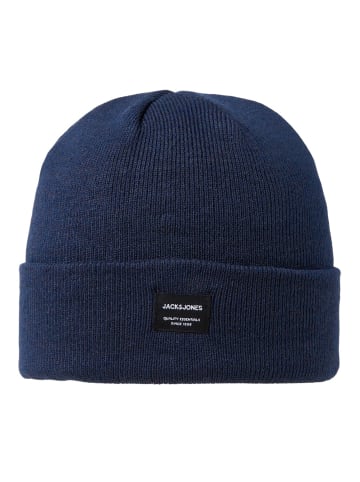 Jack & Jones Beanie Wollmütze Gerippte Wintermütze Cuff Hipster in Grau-Blau