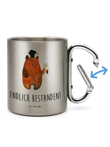 Mr. & Mrs. Panda Karabiner Becher Bär Prüfung mit Spruch in Silber