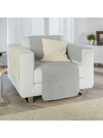 Erwin Müller Baumwollmischung Sessel- und Sofaschoner-Set 3-teilig Matera in silber/wollweiß