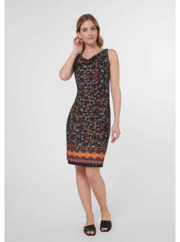 MADELEINE Bedrucktes Kleid mit Wasserfallausschnitt in schwarz / multicolor